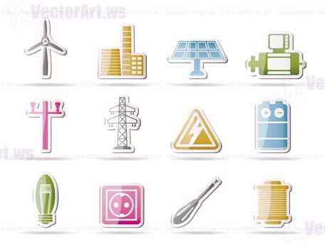 Electricity and power icons - vector icon set