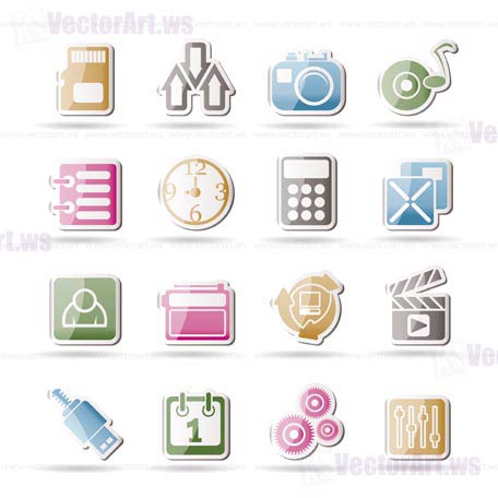 phone performance, internet and office icons - vector icon set