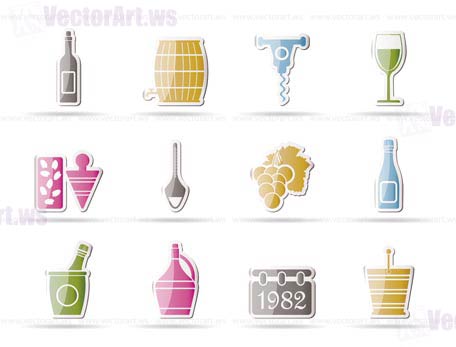 Wine and drink Icons - Vector Icon Set