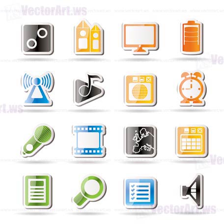 Mobile phone  performance, internet and office icons - vector icon set