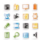 Mobile phone  performance, internet and office icons - vector icon set