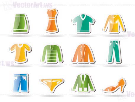 male and female Clothing Icons - Vector Icon Set