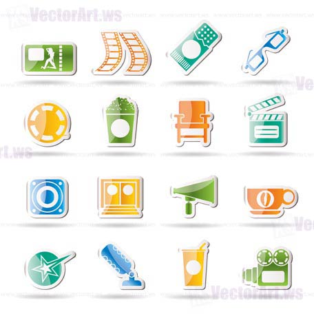 Cinema and Movie - vector icon set