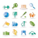 Sports gear and tools - vector icon set