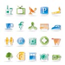 Hotel and Motel objects icons - vector icon set