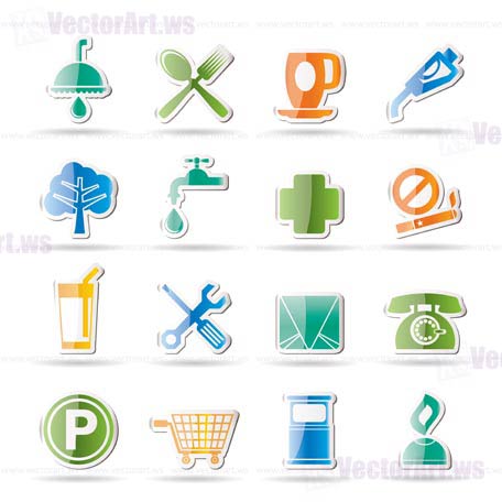 Petrol Station and Travel icons - Vector Icon Set