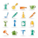 Kitchen and household tools icons - vector icon set