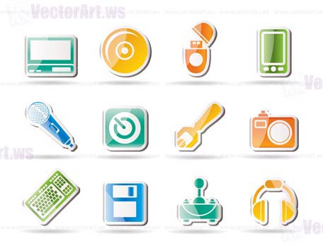 Computer and mobile phone Equipment Icons - Vector Icon Set