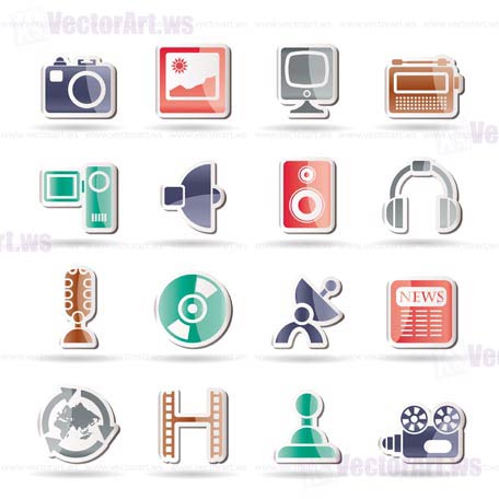 Media and household equipment icons - vector icon set