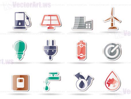 Ecology, power and energy icons - vector icon set