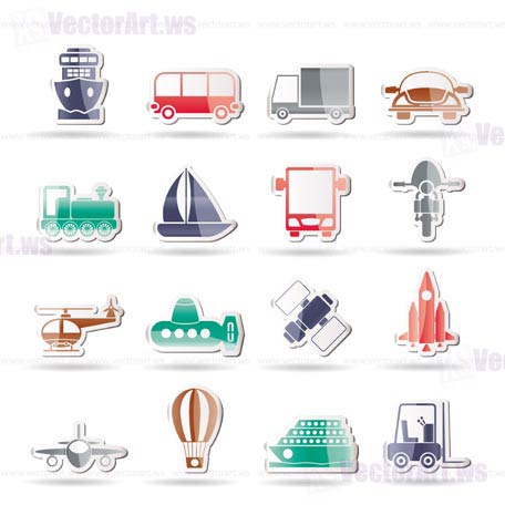 Transportation, travel and shipment icons - vector icon set