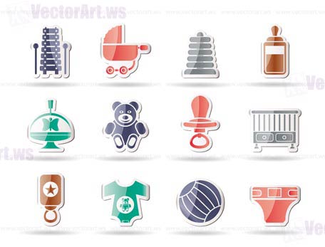 Child, Baby and Baby Online Shop Icons - Vector Icon Set