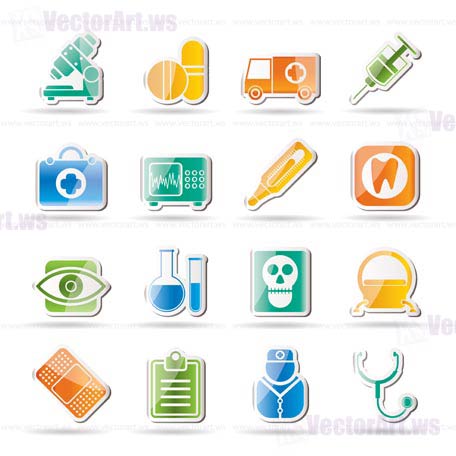 medical, hospital and health care icons - vector icon set