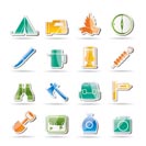 tourism and hiking icons - vector icon set