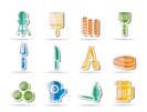 picnic, barbecue and grill icons - vector icon set