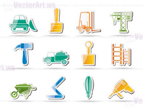 Building and Construction equipment icons - Vector Icon Set