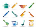 Cooking equipment and tools icons - vector icon set