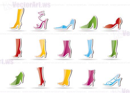 shoe and boot icons - vector icon set