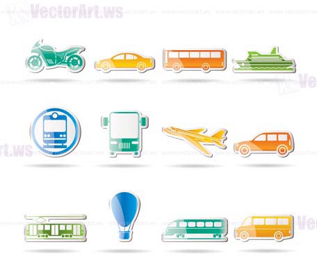 Travel and transportation of people icons - vector icon set