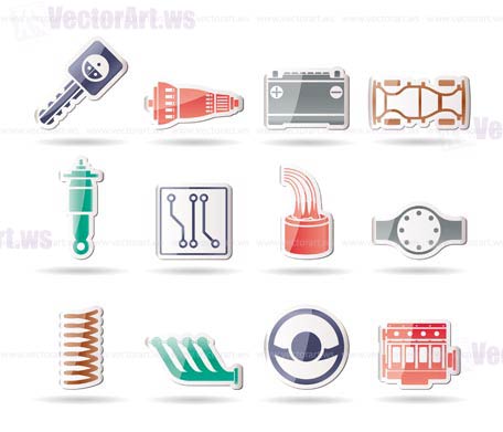 Realistic Car Parts and Services icons - Vector Icon Set 2