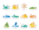 different types of boat and ship icons - Vector icon set