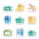 different kind of houses and buildings - Vector Illustration 1