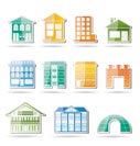 different kinds of houses and buildings - Vector Illustration