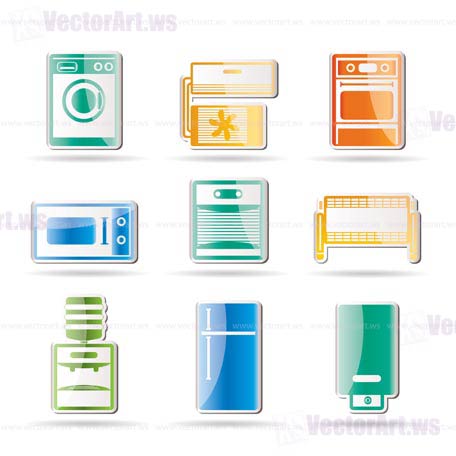 Home electronics and equipment icons - vector icon set