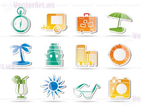 Travel, Holiday and Trip Icons -  Vector Icon Set