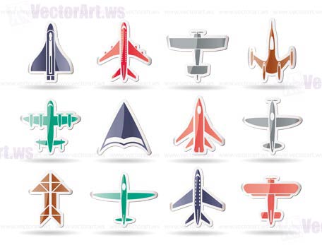 different types of plane icons - vector icon set