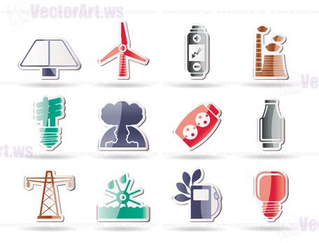 Power, energy and electricity icons - vector icon set