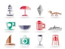 beach and holiday icons - vector icon set