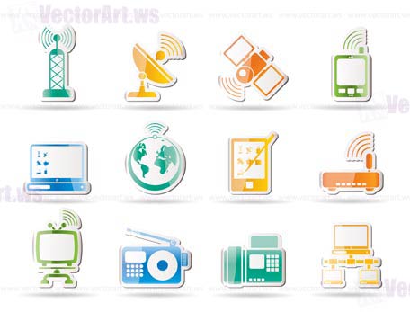 communication and technology icons - vector icon set