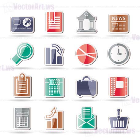 Business and Office Realistic Internet Icons - Vector Icon Set 3