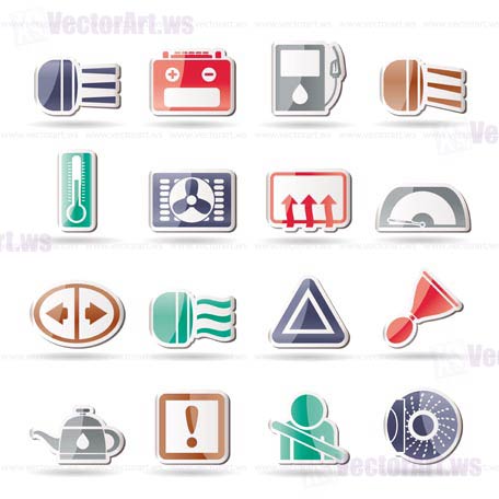 Car Dashboard - realistic vector icons set