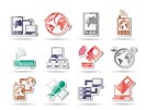 communication, computer and mobile phone icons - vector icon set