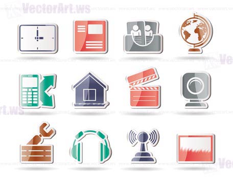 Mobile phone and computer icons - vector icon set