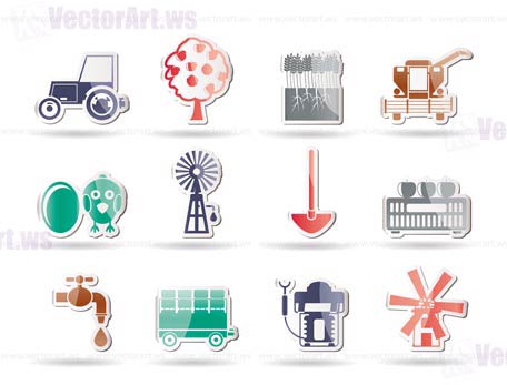 farming industry and farming tools icons - vector icon set