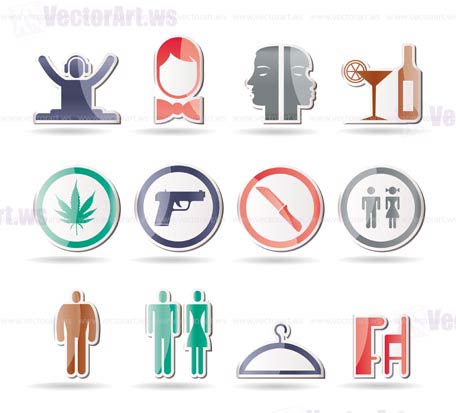 bar and night club icons - vector icon set