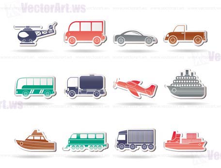 Travel and transportation icons - vector icon set