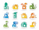 home and house insurance and risk icons - vector icon set