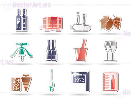 Wine and drink Icons - Vector Icon Set