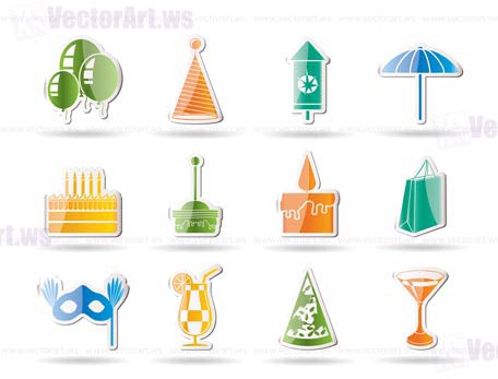 Party and holidays icons - vector icon set