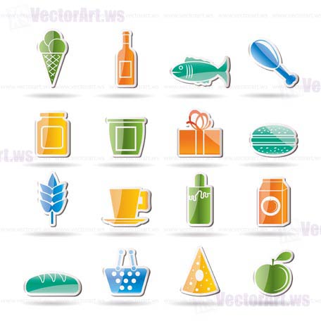 Shop and Foods Icons - Vector Icon Set