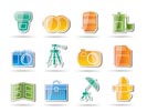 Photography equipment icons - vector icon set