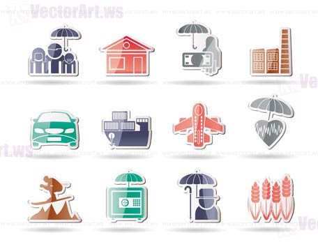 different kind of insurance and risk icons - vector icon set