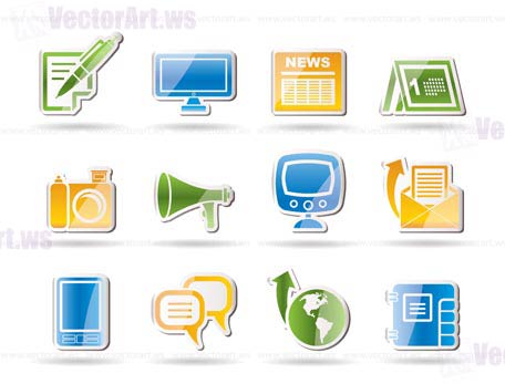 Communication channels and Social Media icons - vector icon set