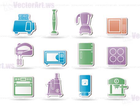 Kitchen and home equipment objects - vector illustration