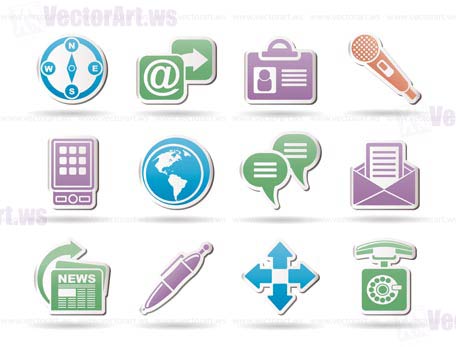 Business, office and internet objects and signs - vector illustration
