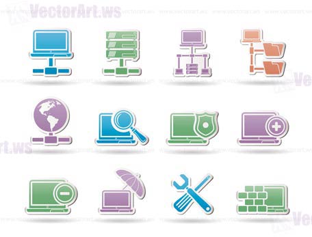 Network, Server and Hosting objects - vector illustration